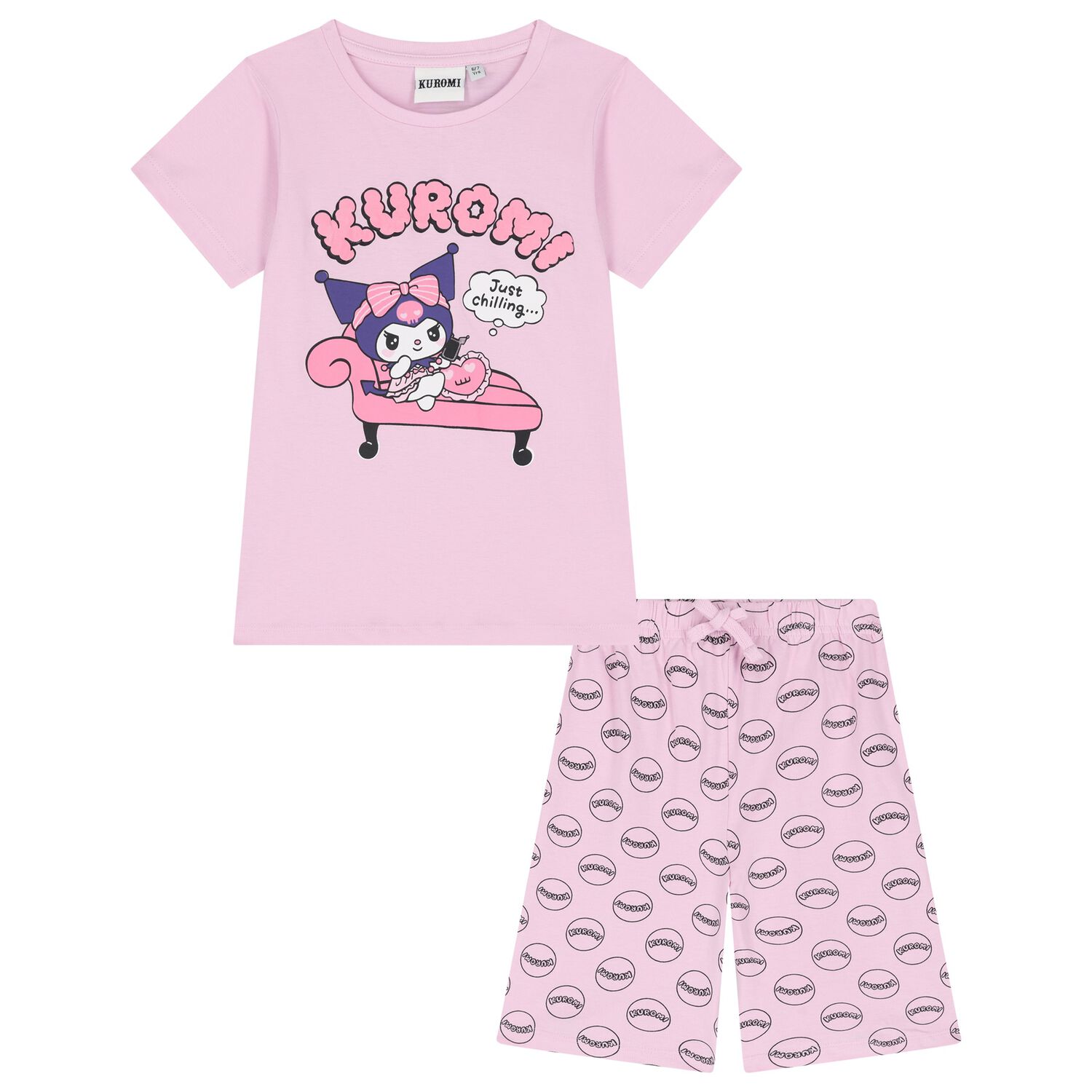 Girls Pink Kuromi Shorts Set, 1, hi-res