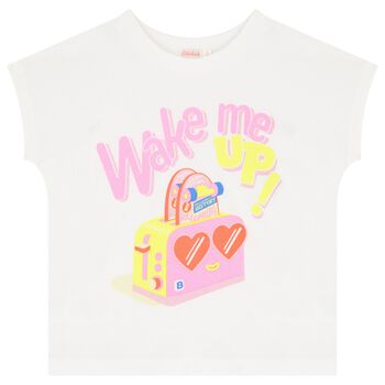 تيشيرت بنات بالشعار باللون الأبيض