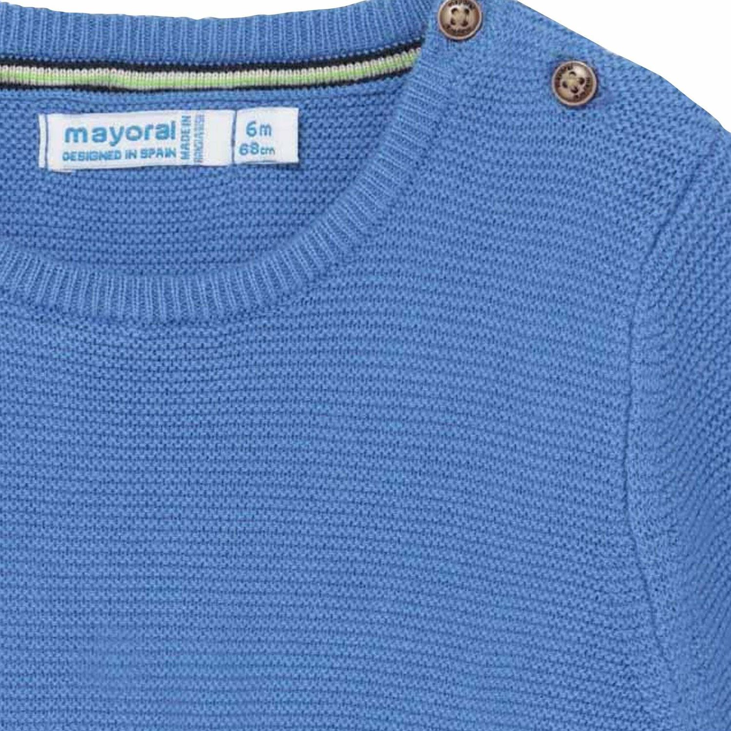 Younger Boys Blue Knitted Jumper, 1, hi-res