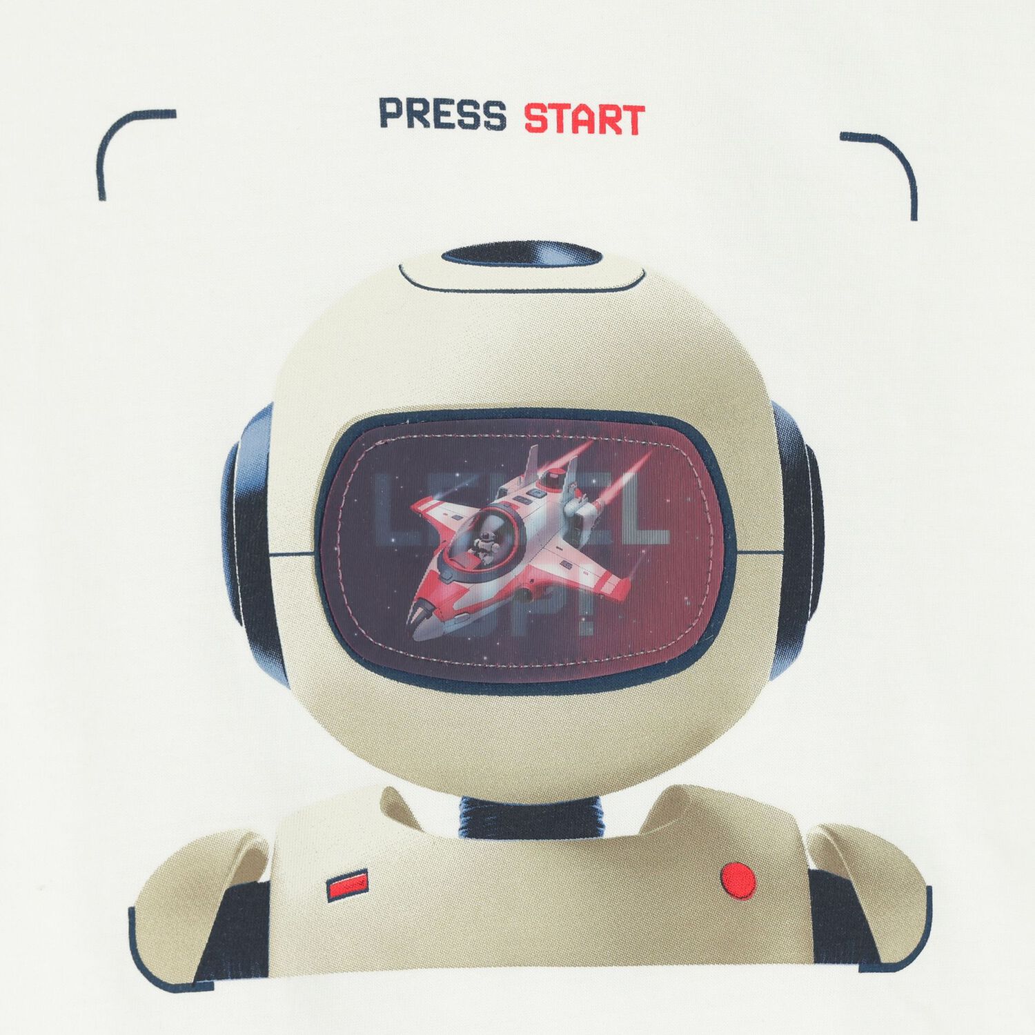 تي شيرت أولاد بطبعة روبوت باللون العاجي, 1, hi-res