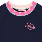 Girls Navy Blue & Pink Logo Heart T-Shirt, 1, hi-res