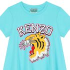 Girls Blue Varsity Tiger T-Shirt Dress, 1, hi-res