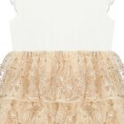 فستان بنات تول مزين بالترتر باللون البيج والعاجي, 1, hi-res