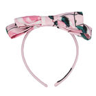 Girls Pink Floral Bow Headband, 3, hi-res