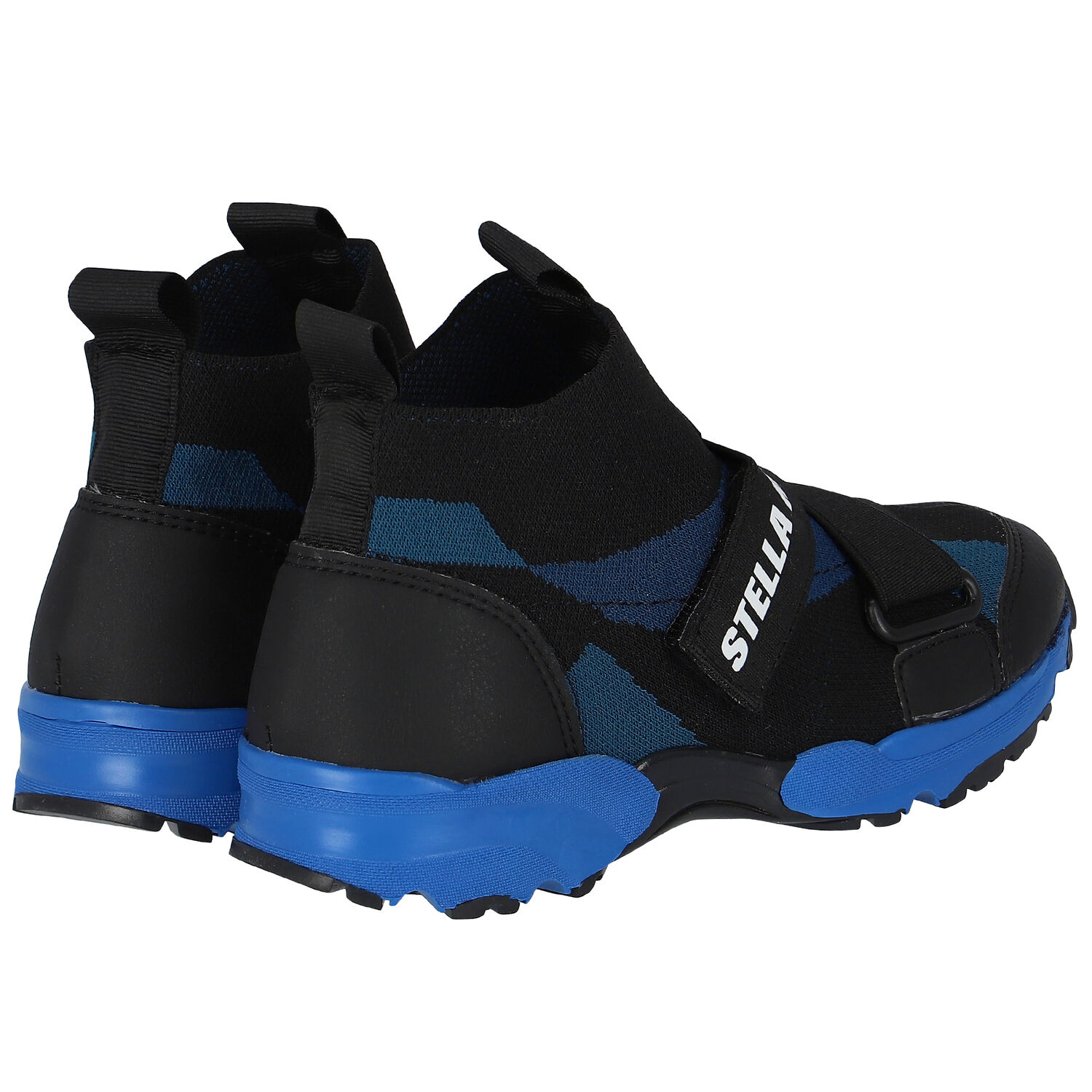 Boys Black & Blue Logo Trainers, 1, hi-res