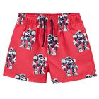 Boys Red Robot Swim Shorts, 2, hi-res