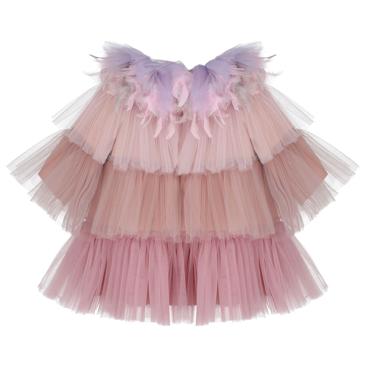 Girls Pink & Purple Tiered Tulle Dress, 1, hi-res