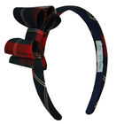 طوق شعر بنات تارتان باللون الكحلى والأحمر, 1, hi-res