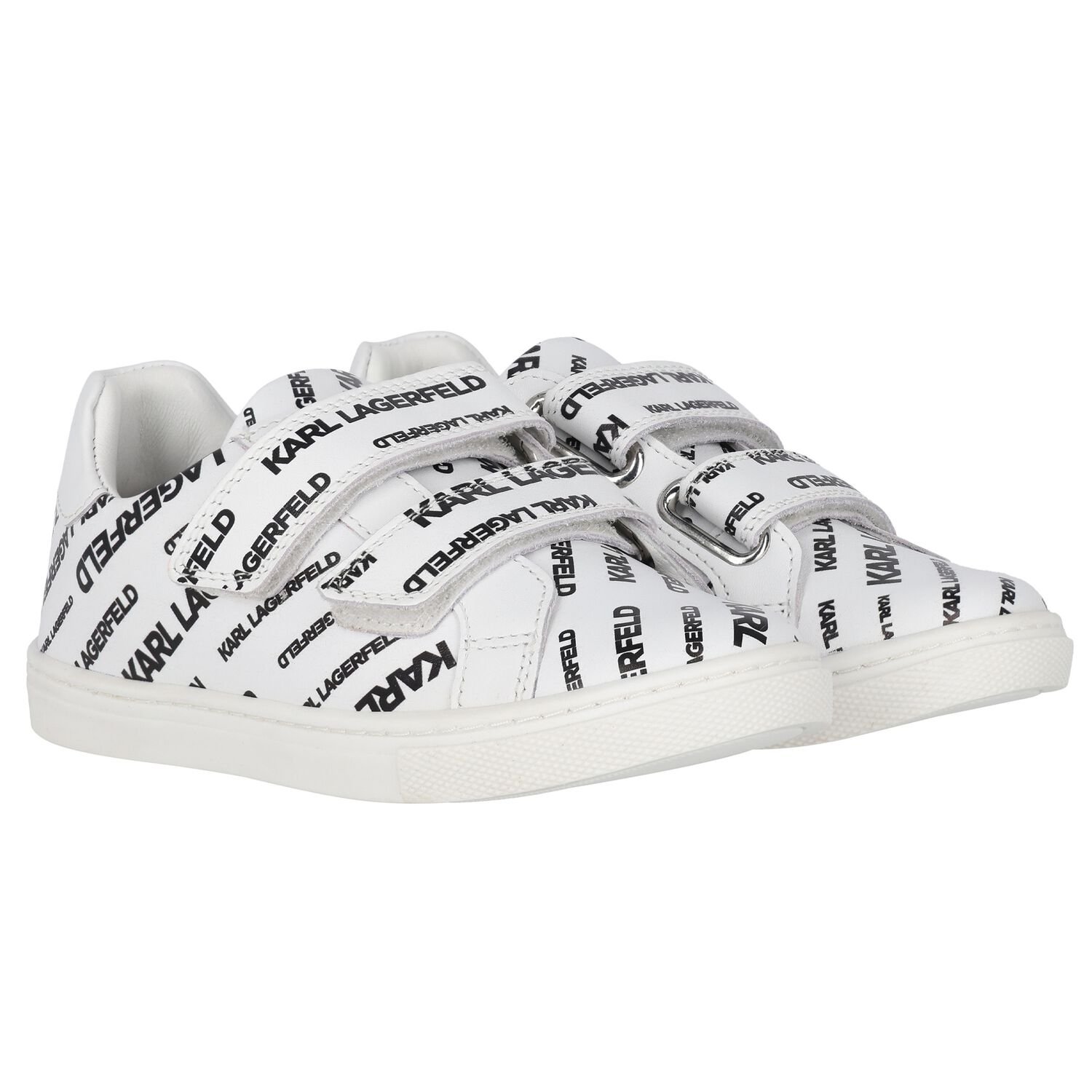 Boys White Logo Trainers, 1, hi-res