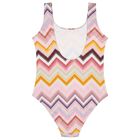 Girls Multi-Coloured Zig Zag Swimsuit, 1, hi-res