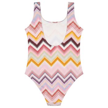 Girls Multi-Coloured Zig Zag Swimsuit
