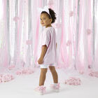 Girls White & Pink Floral Print Ankle Socks, 1, hi-res