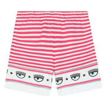 Girls Pink & White Striped Shorts