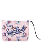 Girls White & Pink Striped Aline Logo Pouch ( 15cm ), 1, hi-res