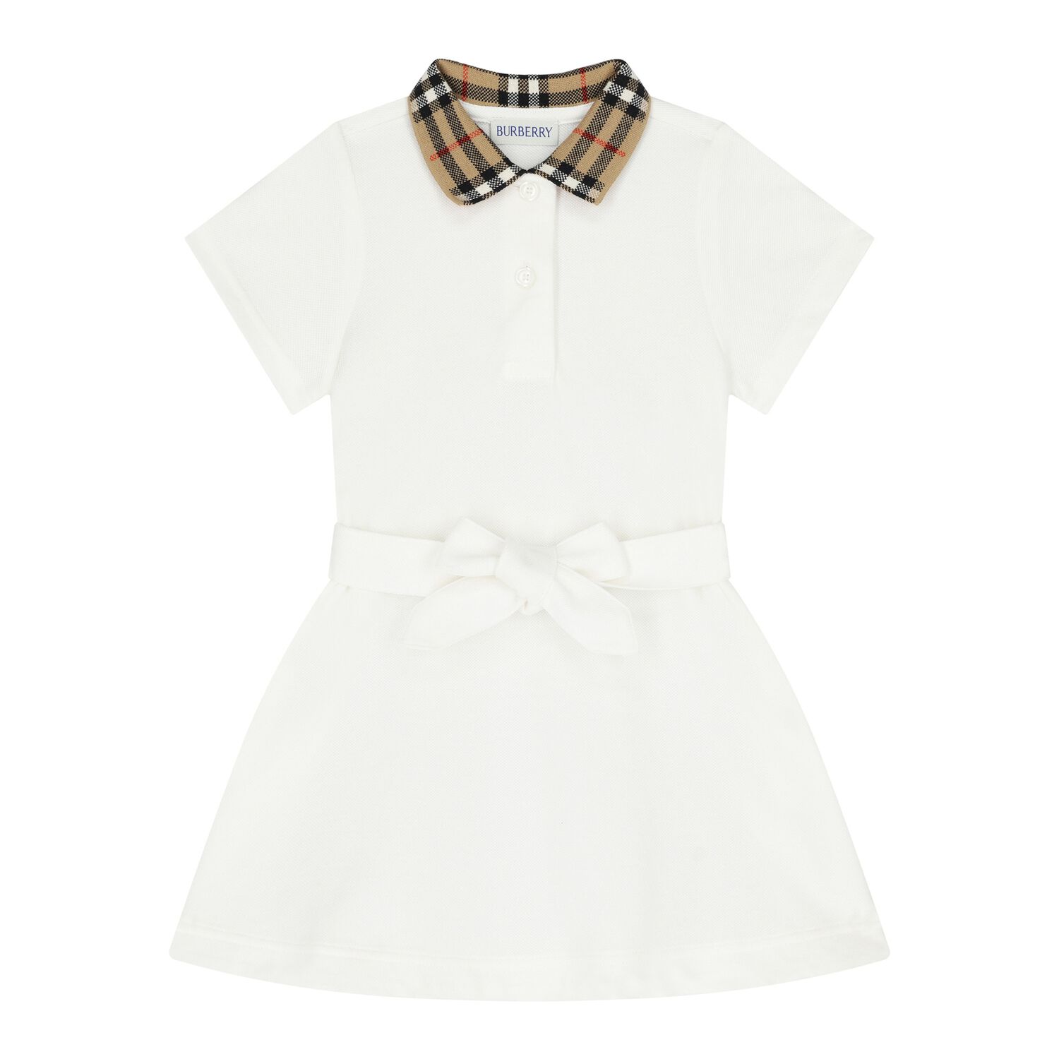 Baby Girls White Polo Dress, 1, hi-res