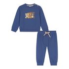 Baby Boys Blue Teddy Bear Tracksuit, 2, hi-res