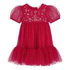 Baby Girls Red Embellished Tulle Dress Set, 1, hi-res