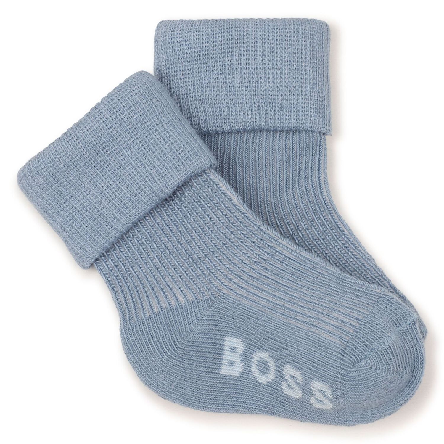 Baby Boys Blue & White Logo Socks ( 3-Pack ) , 2, hi-res