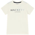 تيشيرت أولاد بالشعار باللون العاجي , 1, hi-res