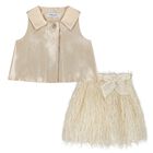 Girls Gold Fringe Skirt Set, 1, hi-res
