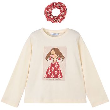 Girls Ivory Long Sleeve Top Set