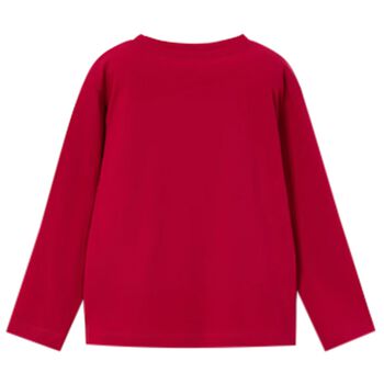 Boys Red Logo Long Sleeve Top