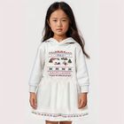 Girls White Festive Hooded Dress, 1, hi-res