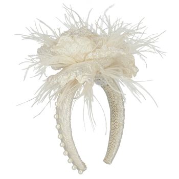 طوق رأس مزين بالزهور العاجية للبنات