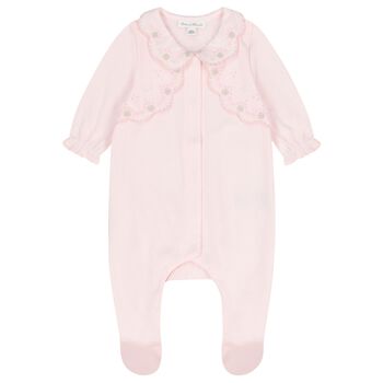 Girls Pink Flower Babygrow