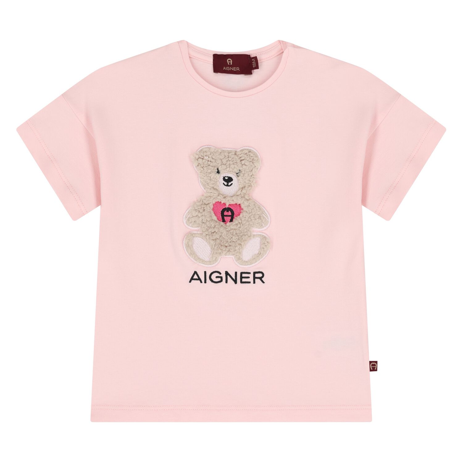 Younger Girls Pink Teddy Bear Logo T-Shirt, 2, hi-res