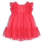 فستان تول أحمر مكشكش للبنات  , 1, hi-res
