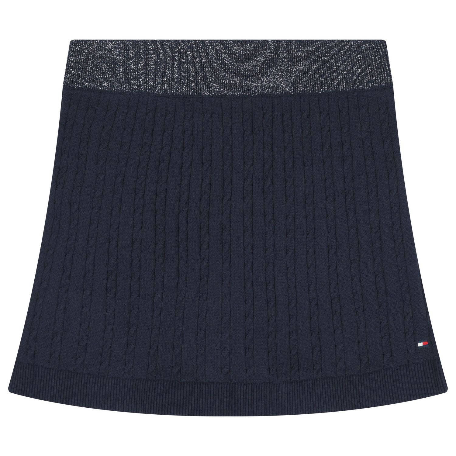 Girls Navy Blue Knitted Skirt, 1, hi-res