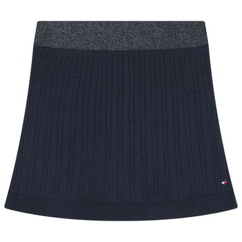 Girls Navy Blue Knitted Skirt