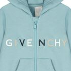 Younger Boys Blue Logo Hooded Zip Up Top, 1, hi-res