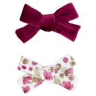 Girls Burgundy and Ivory Bow Hairclips ( 2 Pack ), 1, hi-res