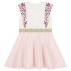 Girls Ivory & Pink Ruffled Dress, 2, hi-res