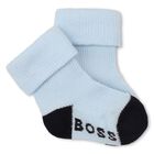 Baby Boys Blue & White Logo Socks ( 3-Pack ) , 2, hi-res