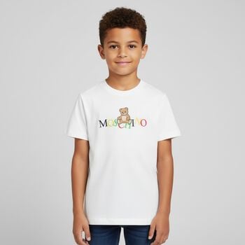 تيشيرت بالشعار وطبعه تيدى بير باللون الابيض