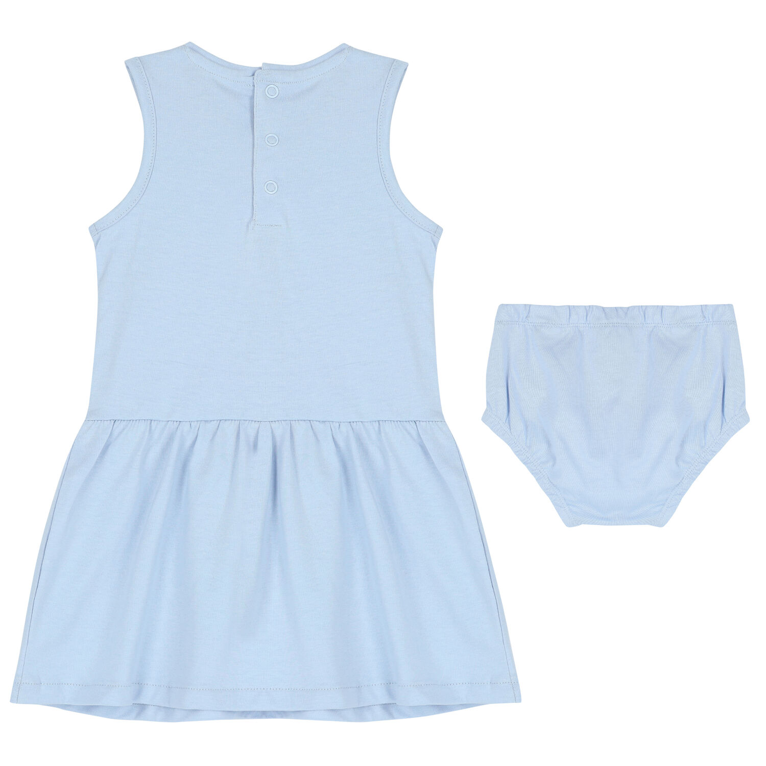 طقم فستان بنات بالشعار باللون الازرق, 3, hi-res