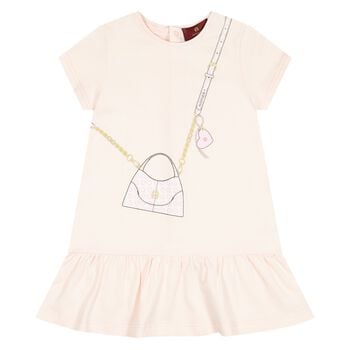 Younger Girls Pink Bag Logo Dress