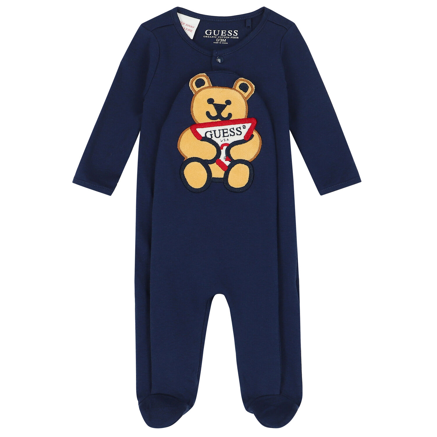 Baby Boys Navy Blue Teddy Babygrow, 3, hi-res