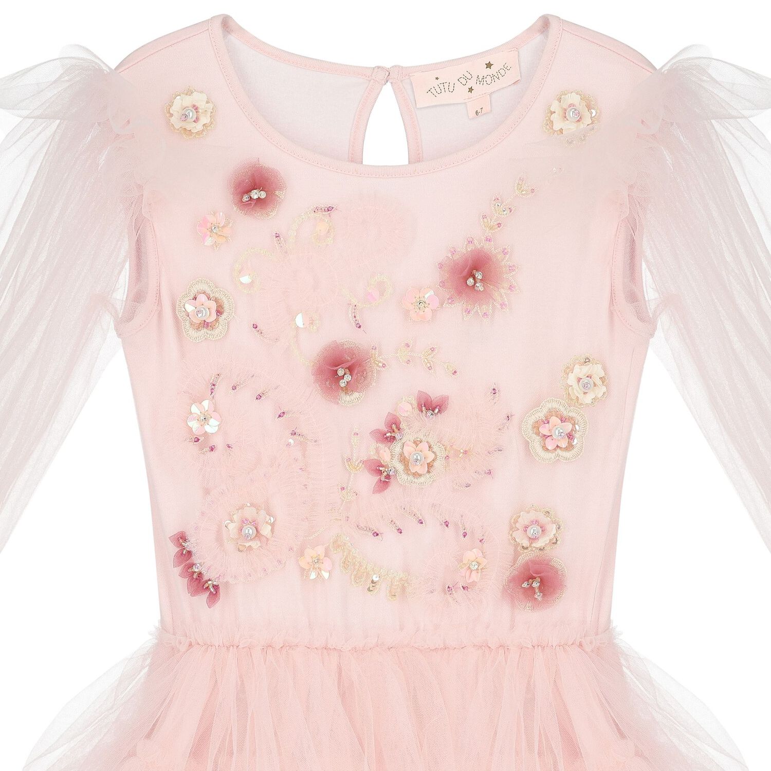 Girls Pink Embellished Tulle Dress, 1, hi-res