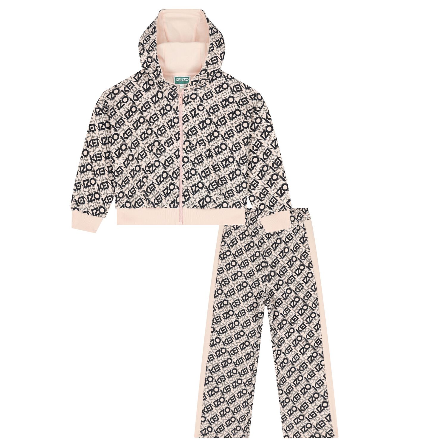 بدلة رياضية للبنات باللونين الوردي والأسود, 1, hi-res