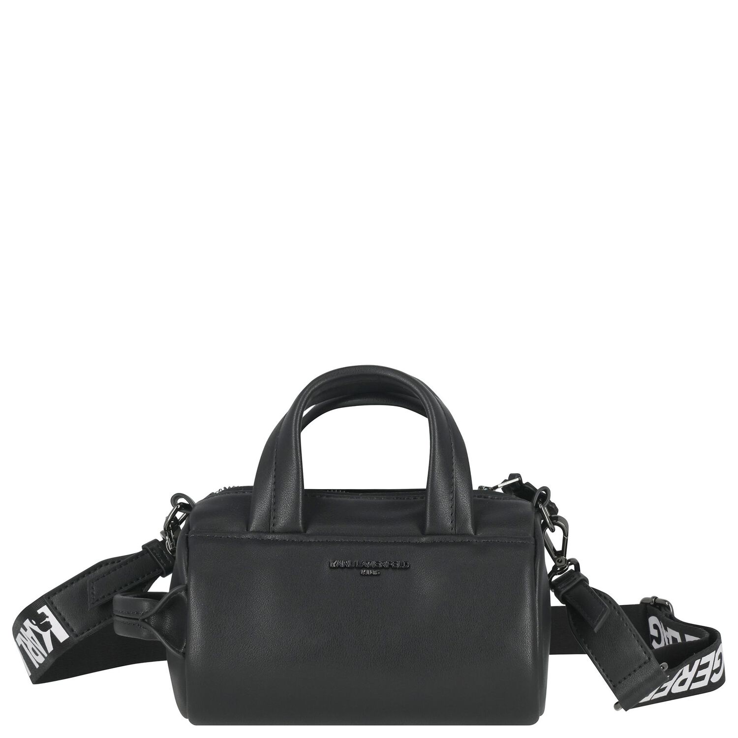 Girls Black Faux Leather Handbag, 1, hi-res