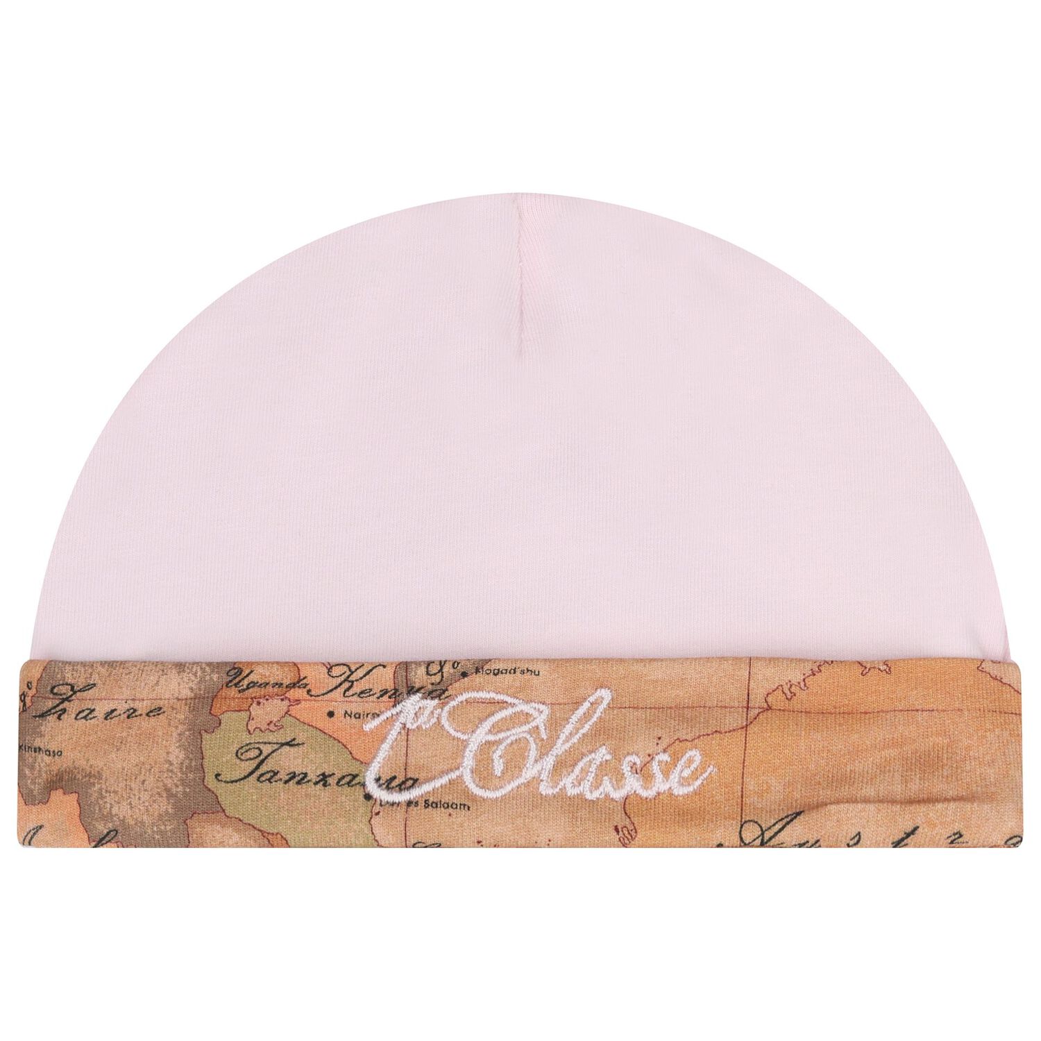 طقم هدايا ملابس أطفال بطبعة خريطة جغرافية باللونين البيج والوردي, 2, hi-res