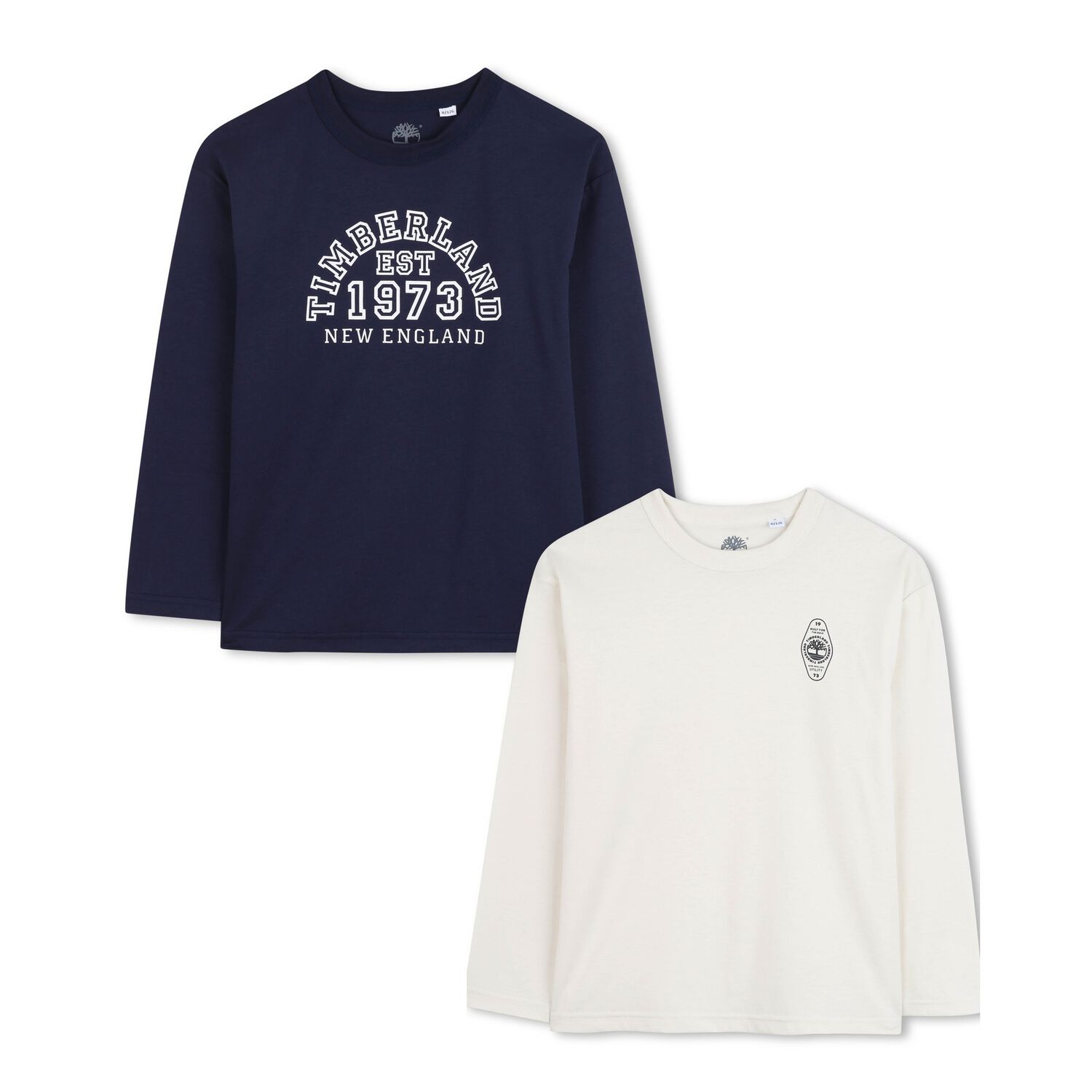 Boys Navy Blue & White Long Sleeve Top ( 2-Pack ), 1, hi-res image number null