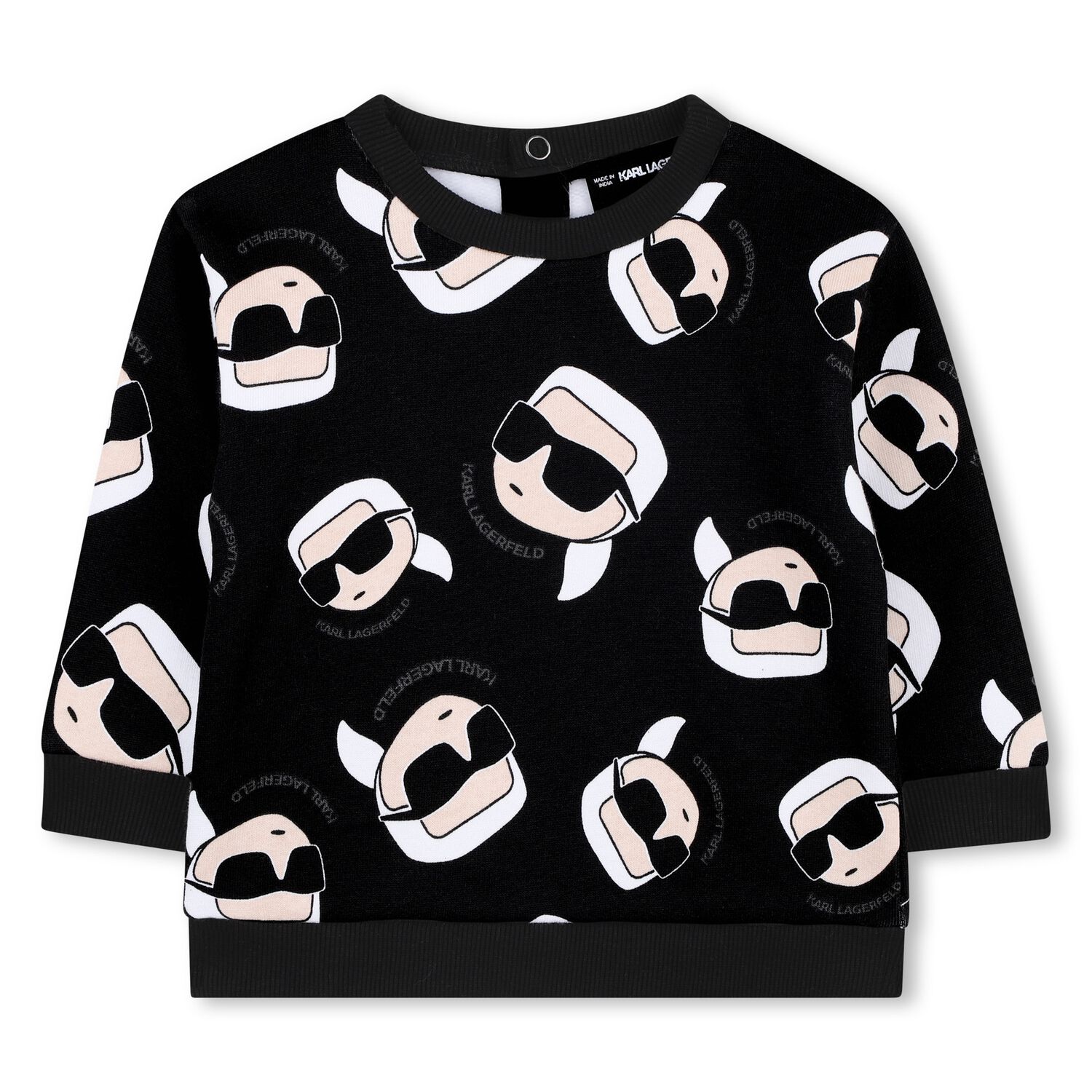 Younger Boys Black Ikonik Karl Sweatshirt, 1, hi-res
