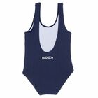 Girls Navy Blue Logo Swimsuit, 1, hi-res