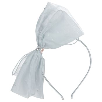Girls Blue Organza Sequinned Bow Headband