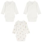 Ivory & Beige Teddy Bear Logo Baby Bodysuit ( 3-Pack ), 1, hi-res